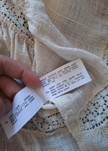 s Beden ten rengi Renk zara ekru dantel işlemeli v yaka bluz