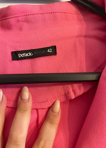42 Beden Düğmeli Pembe Kadın Blazer Ceket