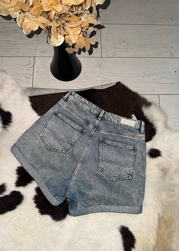 Kadın Mavi Mini Denim Şort - Görsel 3