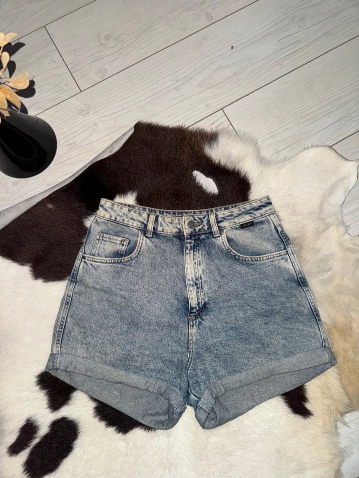 Kadın Mavi Mini Denim Şort - Görsel 2