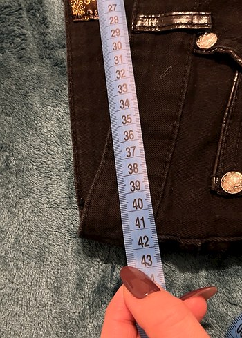 42 Beden Siyah Baskılı Kadın Denim Pantolon