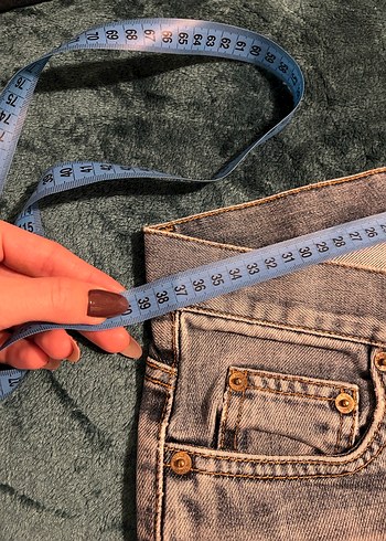 38 Beden gri Renk Mavi Loose Fit Midi Denim Kadın Jean
