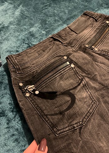 Fermuarlı Kahverengi Gri Kadın Denim Pantolon