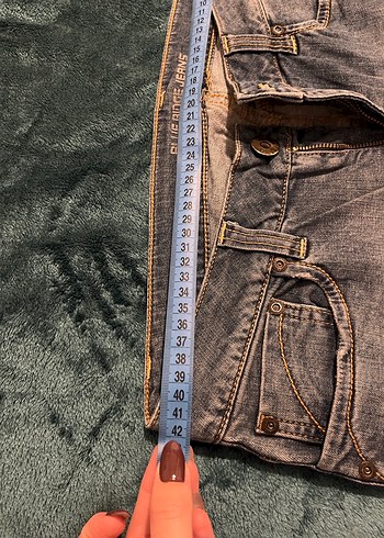 l Beden mavi Renk Düğmeli Mavi Kadın Denim Jean