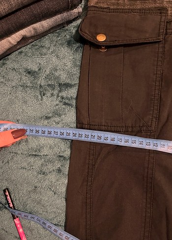 m Beden siyah Renk Kemerli Siyah Kadın Denim Pantolon
