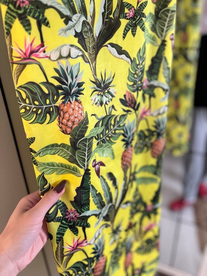 Sarı Desenli Uzun Askılı Bohem Elbise - Görsel 4