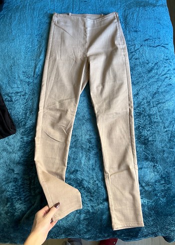 Bej Pamuklu Düğmeli Pantolon - Görsel 3