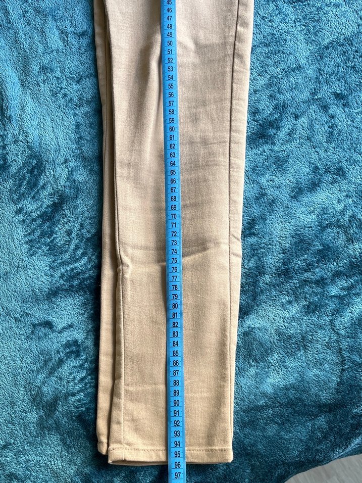 Bej Pamuklu Düğmeli Pantolon - Görsel 4