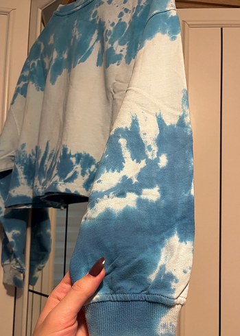 Mavi Bağlama Desenli Kadın Sweatshirt - Görsel 4