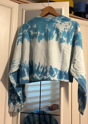 Mavi Bağlama Desenli Kadın Sweatshirt - Görsel 3