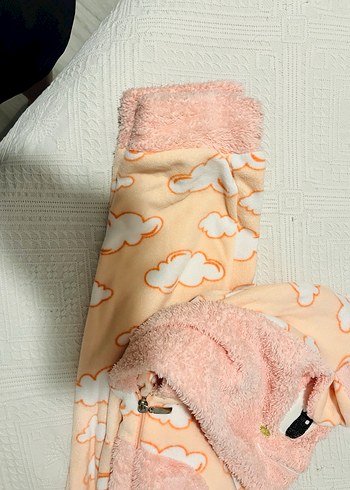 Pembe Nakışlı Peluş Kadın Tulum Pijama - Görsel 6