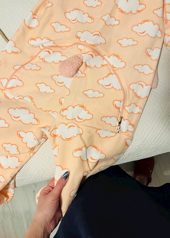 Pembe Nakışlı Peluş Kadın Tulum Pijama - Görsel 4