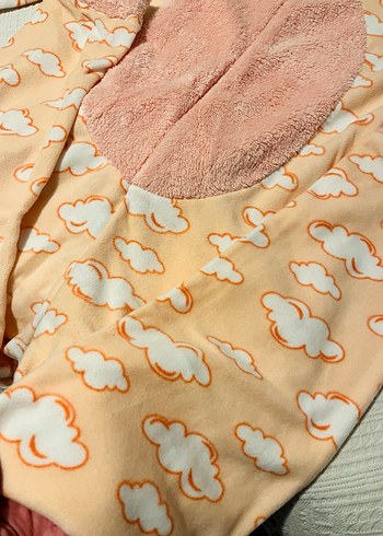 Pembe Nakışlı Peluş Kadın Tulum Pijama - Görsel 5
