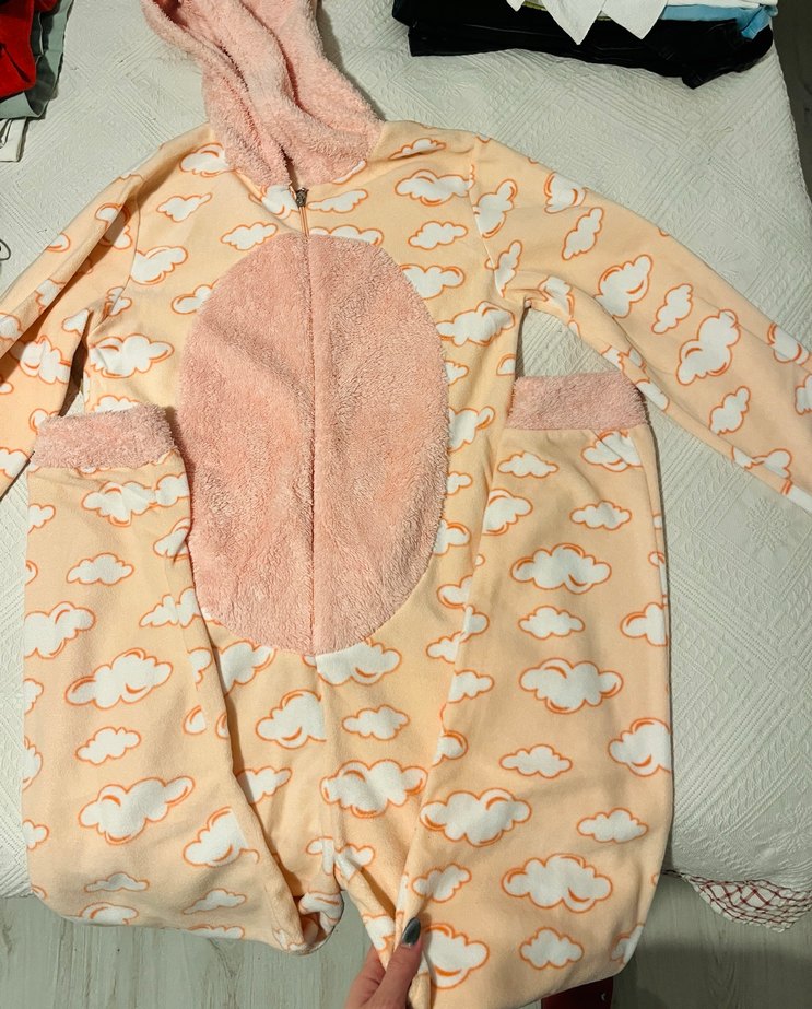 Pembe Nakışlı Peluş Kadın Tulum Pijama - Görsel 2