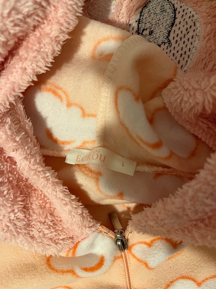 Pembe Nakışlı Peluş Kadın Tulum Pijama - Görsel 3