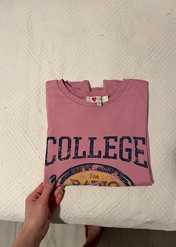 Pembe Baskılı Kadın Sweatshirt - Görsel 3