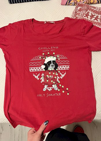 Kırmızı Bohem Desenli Pijama - Görsel 2