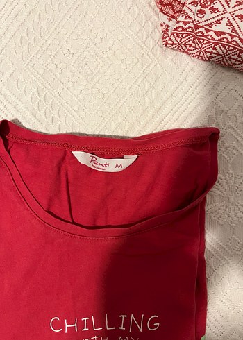 Kırmızı Bohem Desenli Pijama - Görsel 3