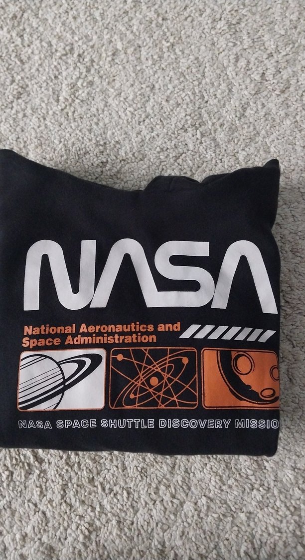 NASA Baskılı Kapüşonlu Siyah Sweatshirt H&M - Görsel 5