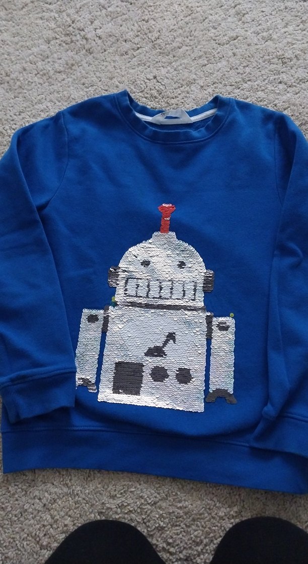 Mavi Erkek Çocuk Robot Baskılı Sweatshirt - Görsel 2