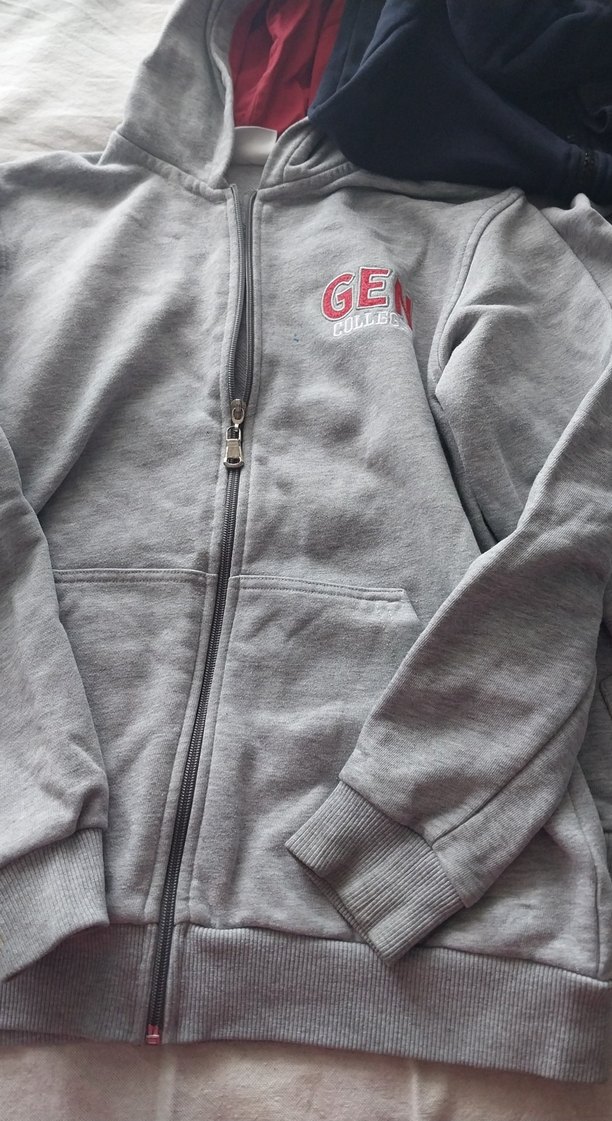 Gri Fermuarlı Kapüşonlu Sweatshirt - Görsel 2