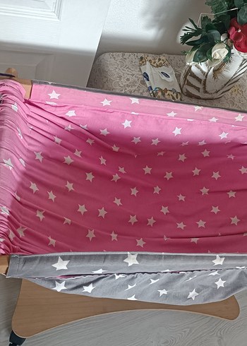 Yıldız Desenli Gri ve Pembe hamak beşik - Görsel 2