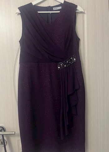 Mor Drapeli Kısa Abiye Elbise - Görsel 4