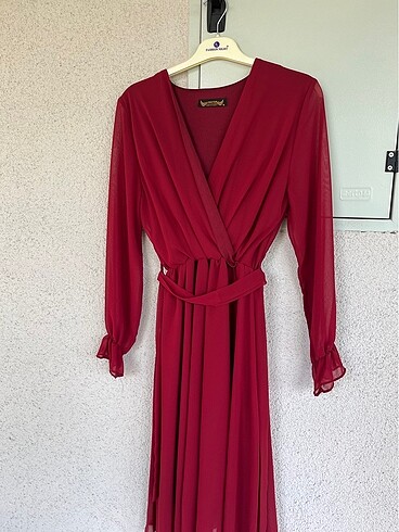 Bordo/Kırmızı Şifon Elbise