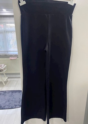 Siyah Kadın Midi İspanyol Paça Pantolon - Görsel 3