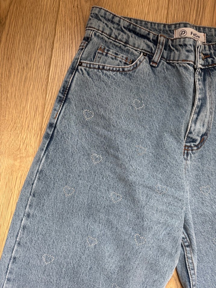 Nakışlı Mavi Kadın Midi Kot Pantolon - Görsel 3