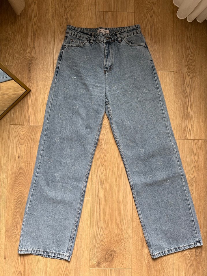 Nakışlı Mavi Kadın Midi Kot Pantolon - Görsel 2