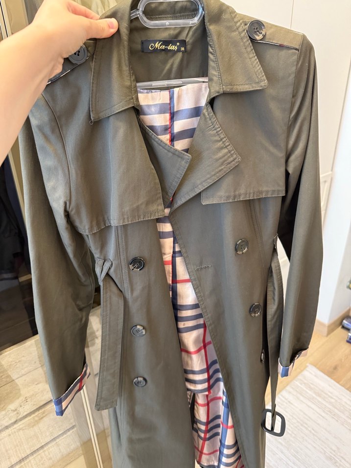 Gri Kadın Midi Trençkot - Görsel 2