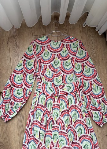 Renkli Bohem Uzun Kollu Uzun Elbise - Görsel 2