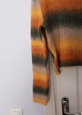 Bohem Tarz Çok Renkli Örme Boğazlı Kazak - Görsel 3