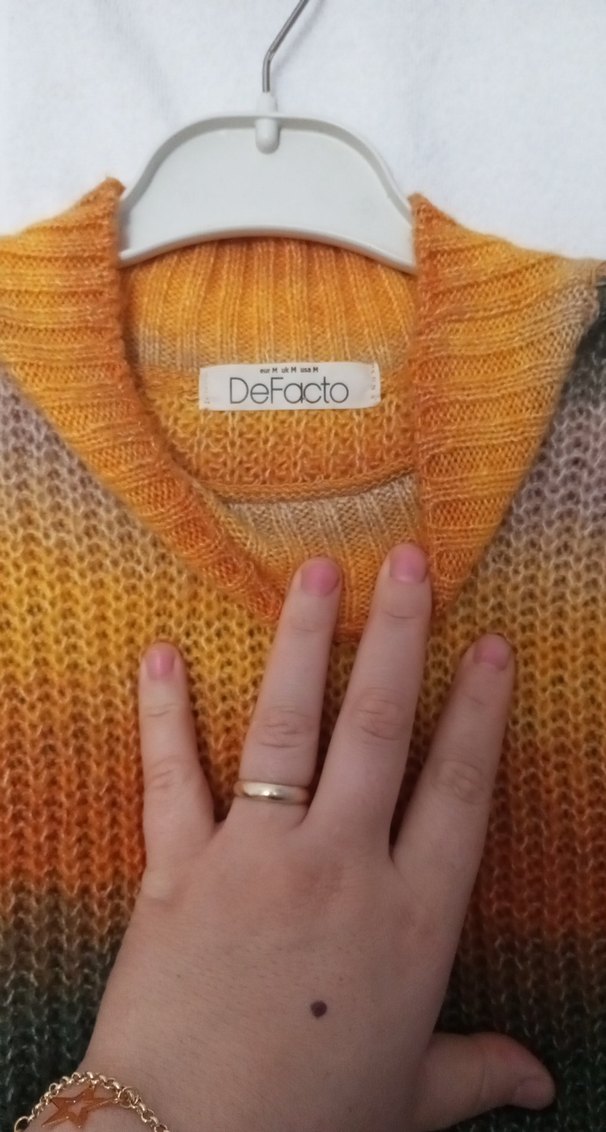 Bohem Tarz Çok Renkli Örme Boğazlı Kazak - Görsel 2