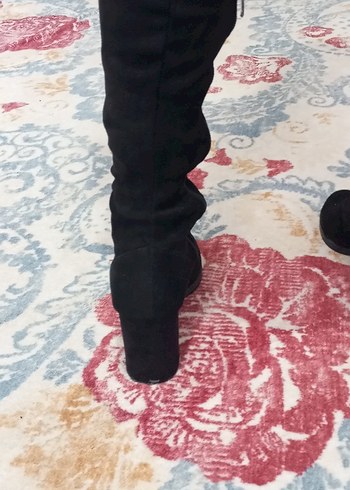 Siyah Süet Blok Topuklu Kadın Bot - Görsel 5