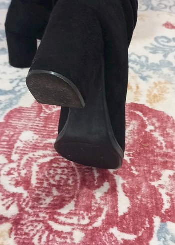 Siyah Süet Blok Topuklu Kadın Bot - Görsel 6