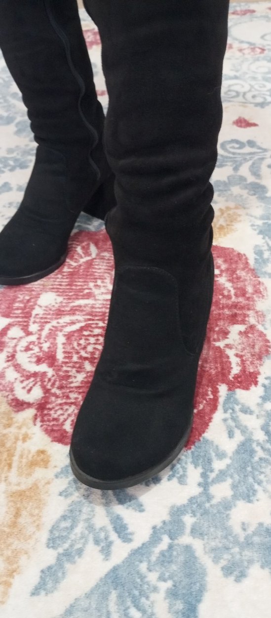 Siyah Süet Blok Topuklu Kadın Bot - Görsel 4