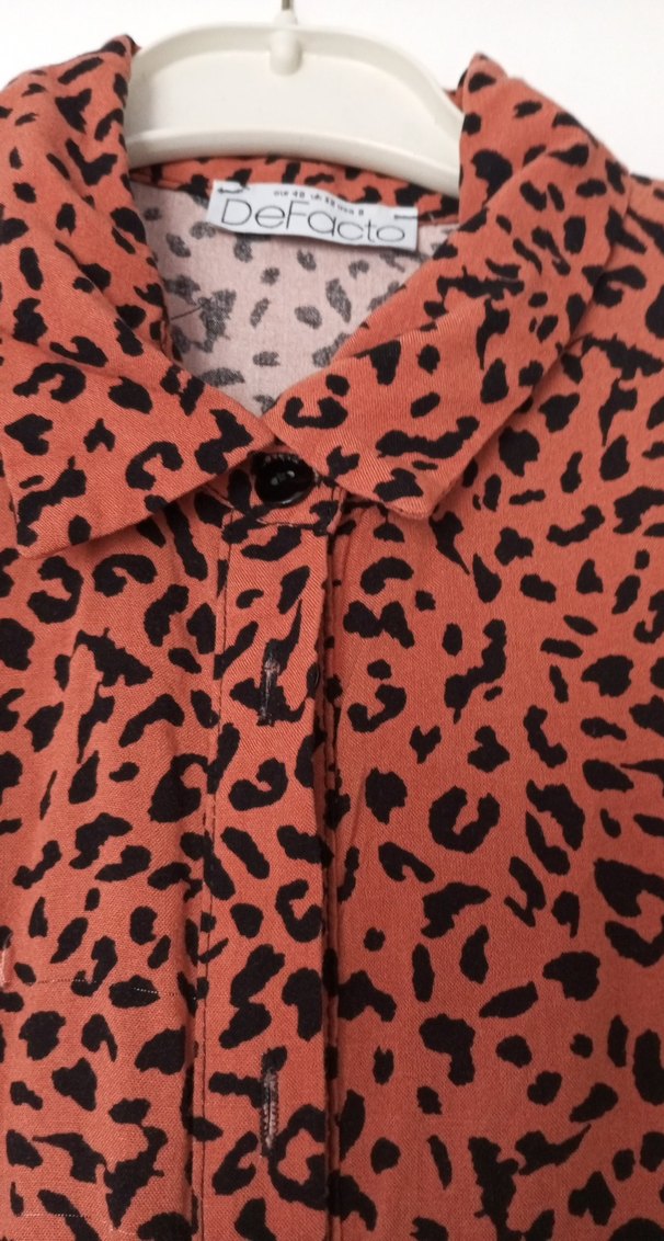 Kahverengi Yılan Desenli Uzun Kollu Mini Elbise - Görsel 4