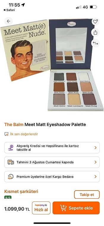  Beden Renk Meet Matt Trimony?The Balm -Far Paleti