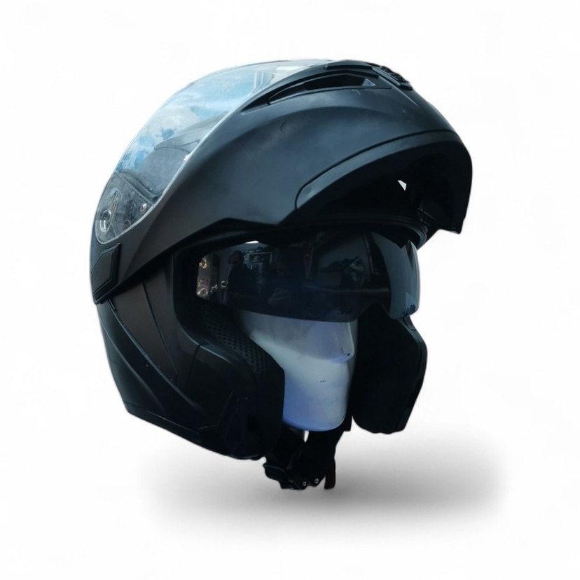 JİEKAİ 902 ÇENE AÇILIR GÜNEŞ GÖZLÜKLÜ MOTOSİKLET KASKI MAT SİYAH - Görsel 4