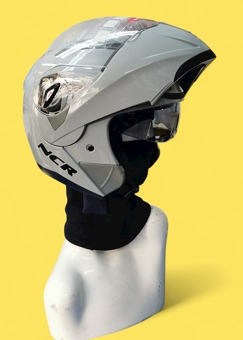 Gri Minimalist Biker Motosiklet Kaskı - Görsel 4