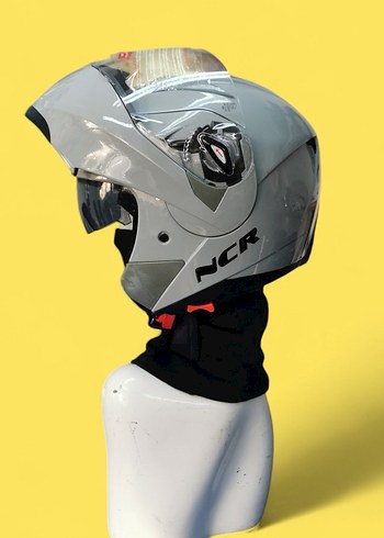 Gri Minimalist Biker Motosiklet Kaskı - Görsel 6