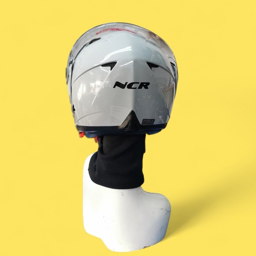 Gri Minimalist Biker Motosiklet Kaskı - Görsel 5