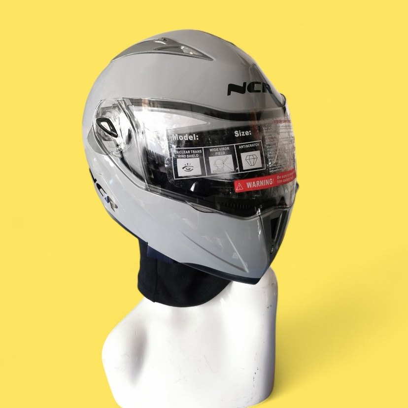 Gri Minimalist Biker Motosiklet Kaskı - Görsel 3