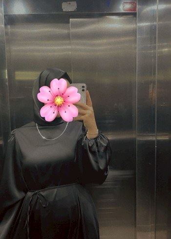 Siyah Saten Uzun Kollu Abiye Elbise - Görsel 3