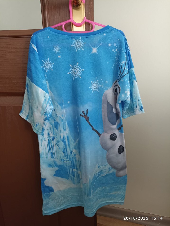 Baskılı Mavi Kız Tişörtü, Kısa Kollu, Salaş - Görsel 2