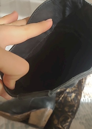 Kadın Siyah Deri Dizüstü Goth Dolgu Topuklu Bot - Görsel 10