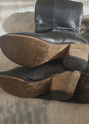 Kadın Siyah Deri Dizüstü Goth Dolgu Topuklu Bot - Görsel 8