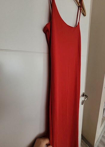 Kırmızı Uzun Askılı Kadın Elbise - Görsel 7